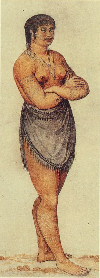 Woman of the Secotan Indian Tribe in North Carolina, vintage artwork by John White, A3 (16x12") Poster Print