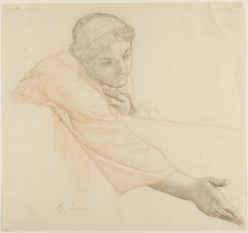 Woman Reaching Over a Wall, study for The Life of Saint Louis, King of France by  Alexandre Cabanel, 23x16"( A2 size) Poster Print