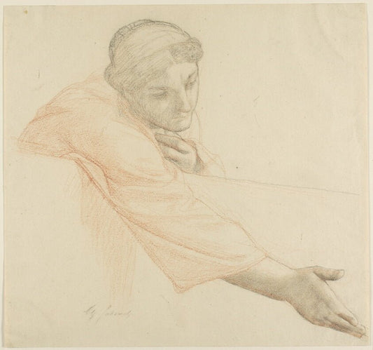 Woman Reaching Over a Wall, study for The Life of Saint Louis, King of France by  Alexandre Cabanel, 23x16"( A2 size) Poster Print