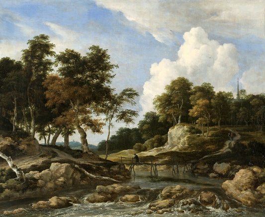 Wooded River Landscape by Salomon van Rysdael, vintage art, modern poster print