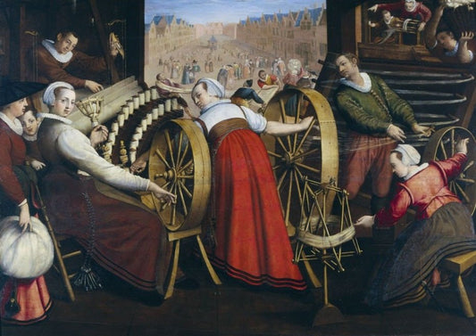 Workers spinning and weaving wool, vintage artwork by Isaac Claesz van Swanenburg, A3 (16x12") Poster Print