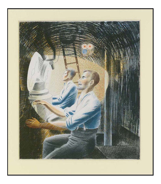Working Controls Submerged, 1941, HMS Dolphin Submarine, WW2 by Eric Ravilious