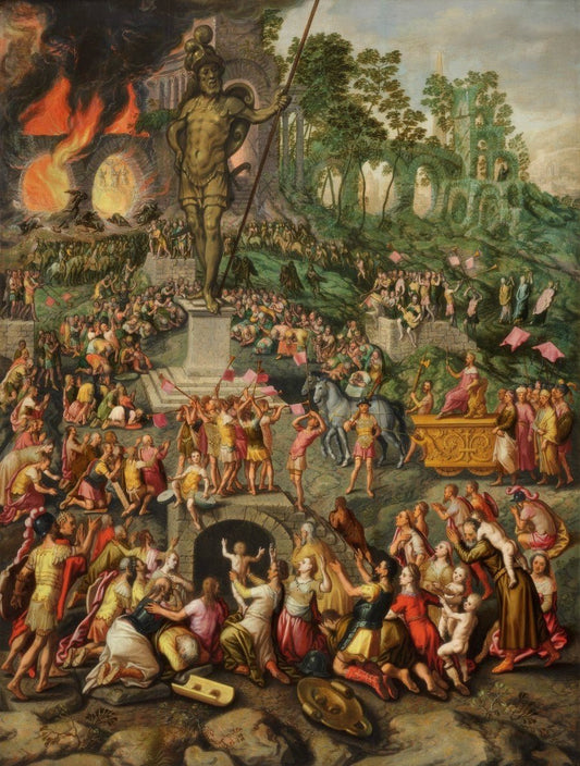 Worship of the Statue of Nebuchadnezzar, vintage artwork by Pieter Aertsen, A3 (16x12") Poster Print