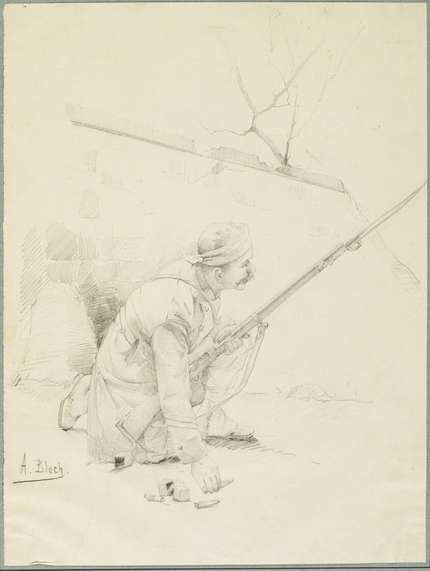 Wounded Soldier Loading his Rifle by  Alexandre Bloch, 23x16"( A2 size) Poster Print