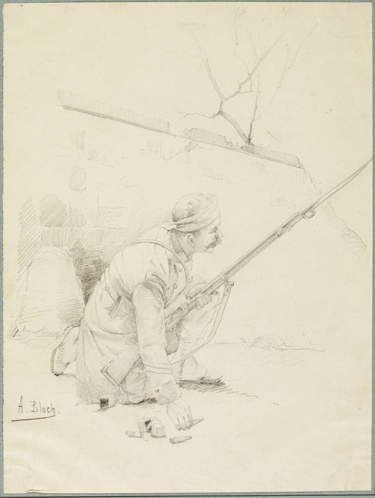 Wounded Soldier Loading his Rifle by  Alexandre Bloch, 23x16"( A2 size) Poster Print