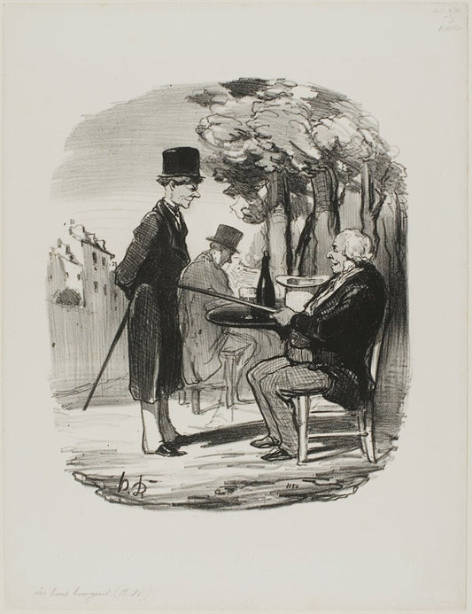 - You are not having your bottle of beer with us this evening... I can tell you are having a private dinner party today, you scoundrel..., plate 81 from Les Bons Bourgeois by  Honore Victorin Daumier,23x16"( A2 size ) Poster Print