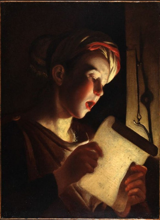 Young Boy Singing, vintage artwork by Attributed to Trophîme Bigot, 12x8" (A4) Poster
