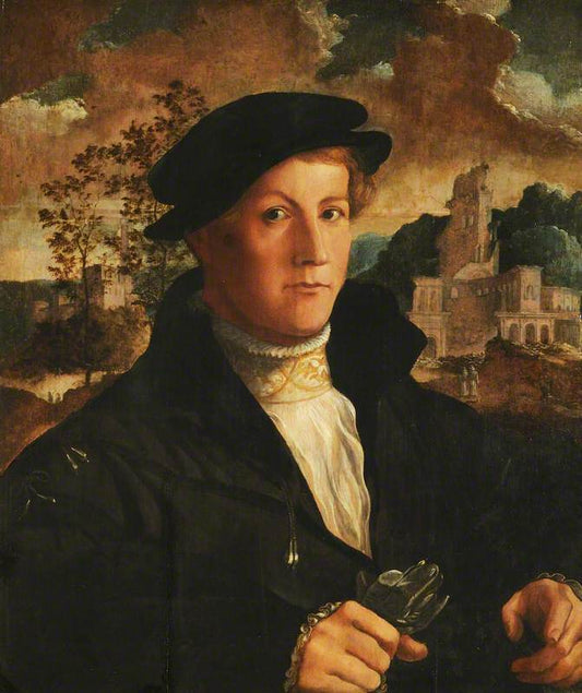 Young Man, Half-Length, Carrying Gloves, vintage artwork by Jan van Scorel, A3 (16x12") Poster Print
