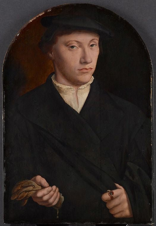 Young Man Holding Gloves, vintage artwork by Bartholomäeus Bruyn the Elder, A3 (16x12") Poster Print