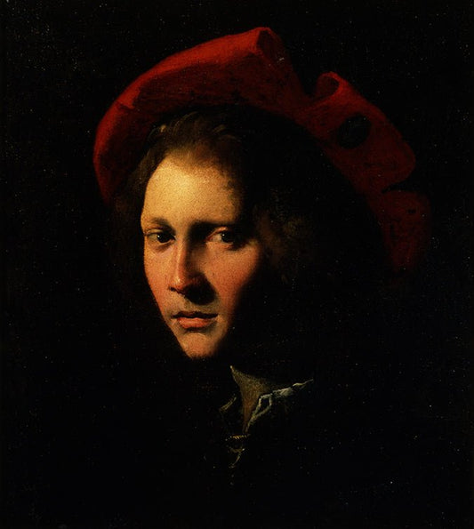 Young Man in a Red Cap, vintage artwork by Girolamo da Carpi, A3 (16x12") Poster Print