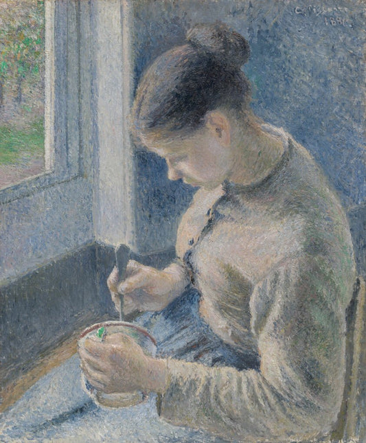 Young Peasant Having Her Coffee by  Camille Pissarro, 23x16"( A2 size) Poster Print