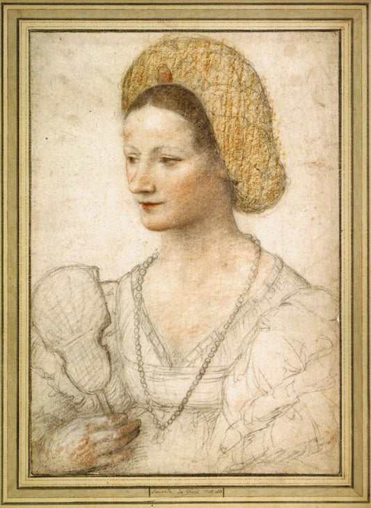 Young Woman with a Fan, vintage artwork by Bernardino Luini, A3 (16x12") Poster Print